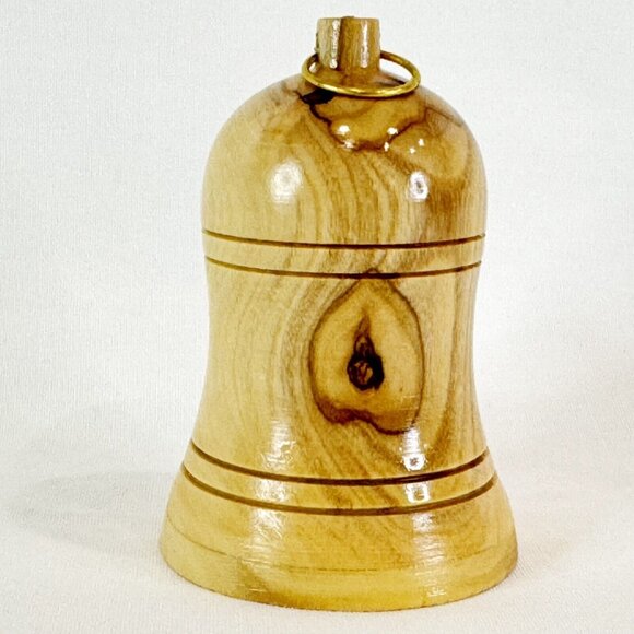 Nativity Christmas Ornament Olive Wood Bell Holy Family Wooden Manger Scene - Picture 4 of 6